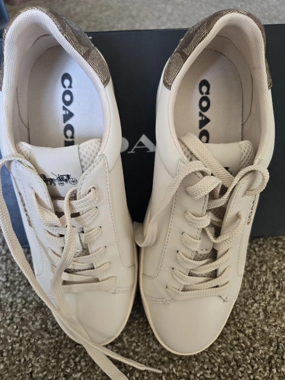COACH Women's Cream Low-Top Leather Sneakers